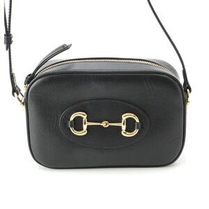Gucci Horsebit Leather Camera Shoulder Bag Black